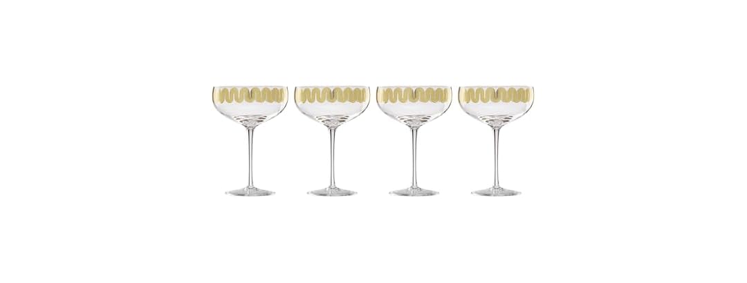 Cambridge Gold Decal Coupe Glasses, Set Of 4