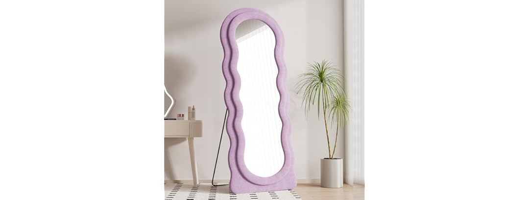 Wavy Full Length Mirror With Stand, 63"