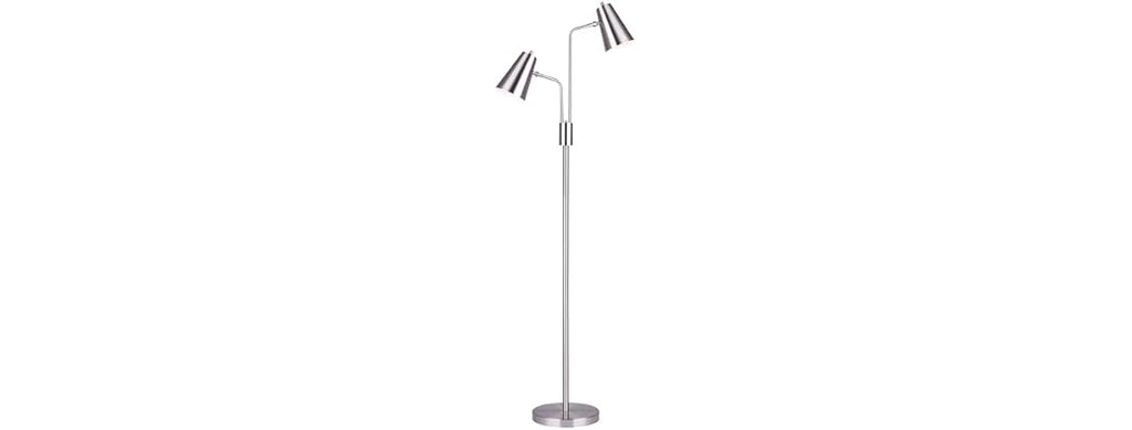 2 Light Floor Lamp Brushed Nickel 67"