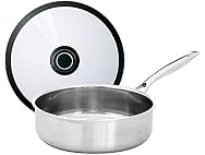 Stainless Steel, Sauté Pan w/Lid, 9.5-Inch Diameter, 3 Quart