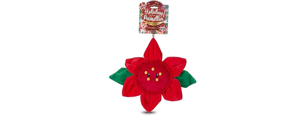 Bow Wow Pet Holiday Poinsettia Squeaky Plush Dog Toy
