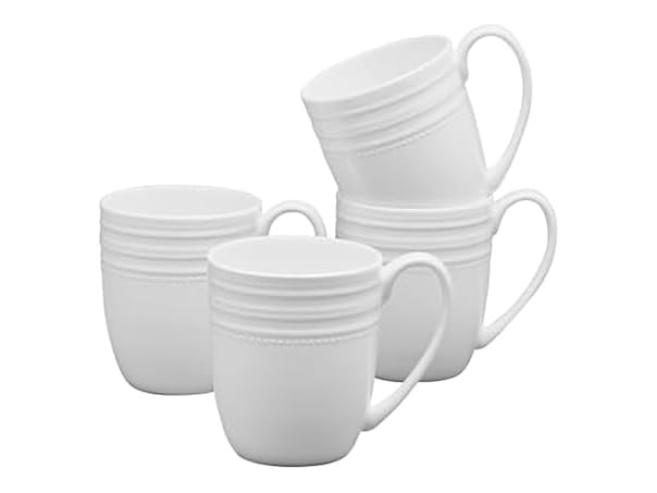 Mikasa Kamryn Bone China Lightweight Set of 4 Mugs, 13.5 Ounce