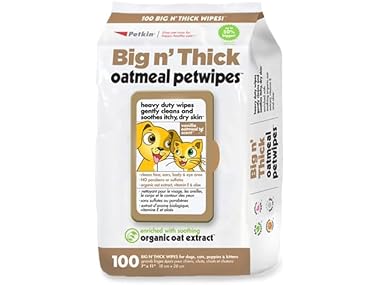 Petkin Pet Wipes for Dogs and Cats, Oatmeal, 100 Wipes