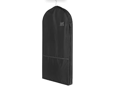Whitmor Zippered Garment Bag with Pocket, Black