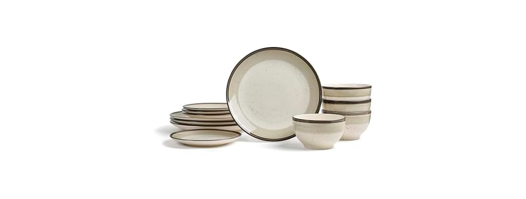 Earth & Clay Harlow 12-Piece Dinnerware Set Earthenware, Beige