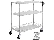 Kitchen Utility Cart, 3 Tiers, Wire Liner