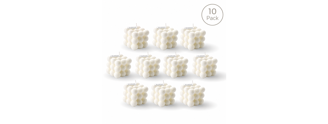 White Aesthetic Bubble Candle 10-Pack