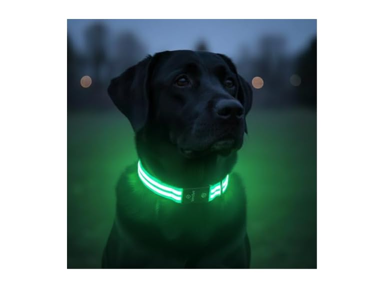 Tractive LED Light Up Dog Collar USB Rechargeable (Green)
