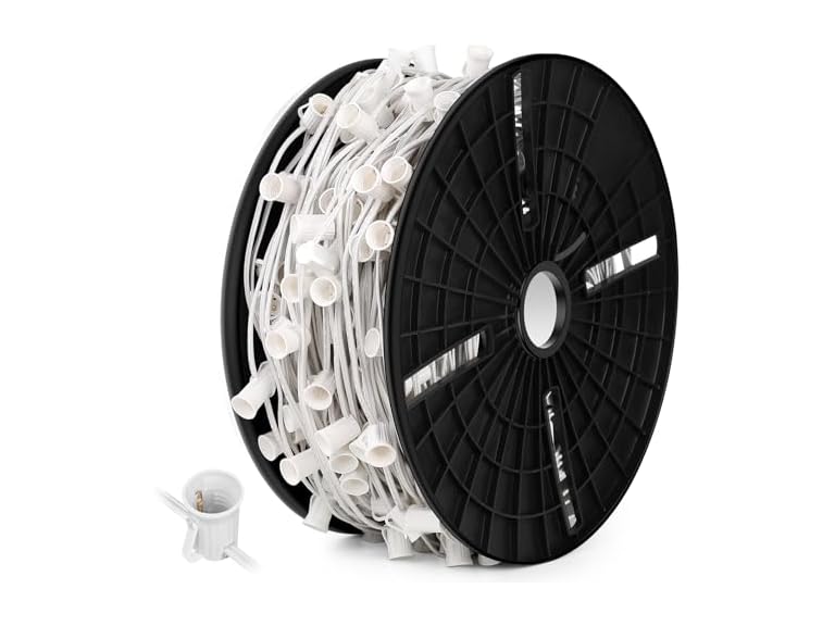 Commercial 500 FT LED Lights Sockets Outdoor, White