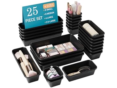 25 Pcs Black Drawer Organizer Set, 4