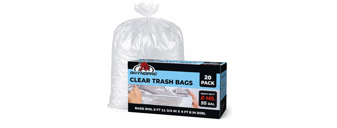 55 Gallon 2 Mil Clear Trash Bags