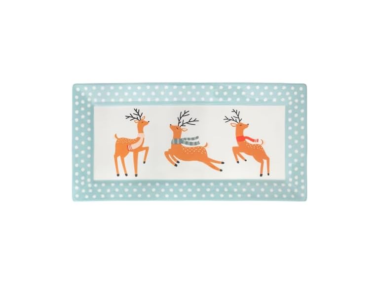 Boston International Rectangle Ceramic Platter Holiday