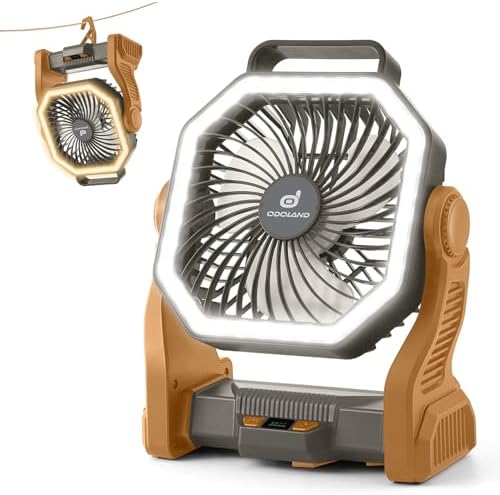 Odoland Brown Rechargeable Camping Fan