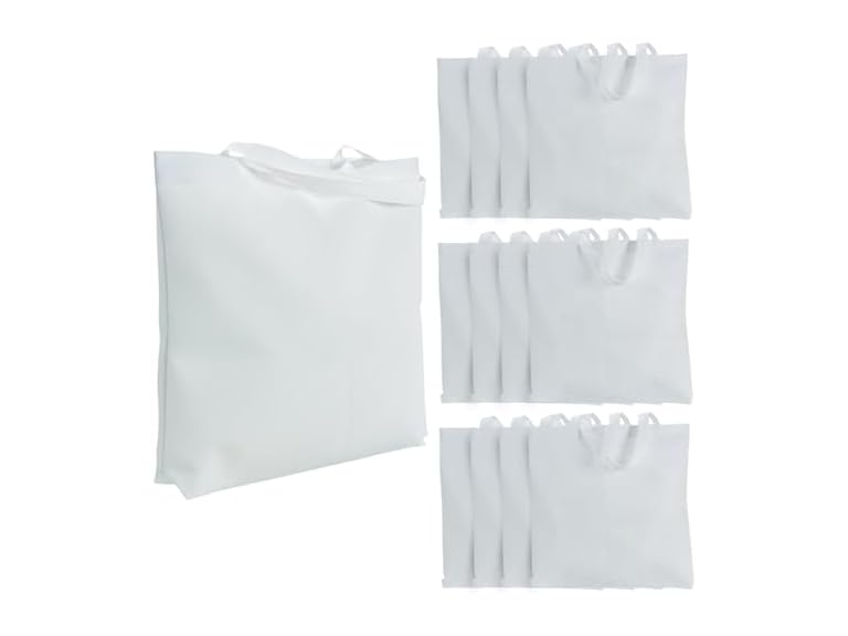 Fun Express DIY White Poly Tote Bags 12Pk