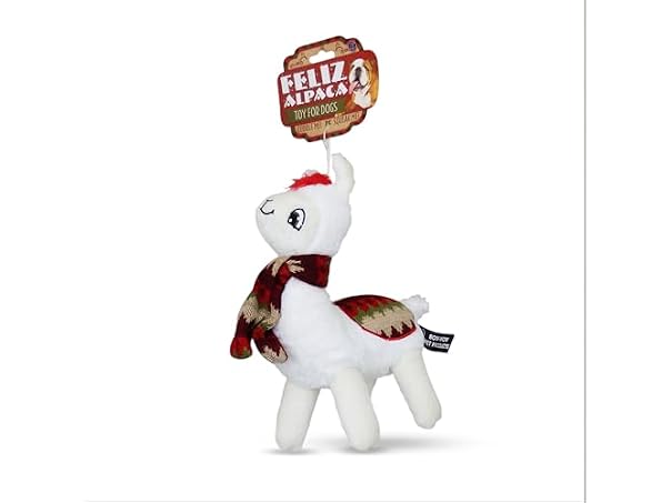 Bow Wow Pet Feliz Alpaca with Scarf Plush Squeaky Dog Toy
