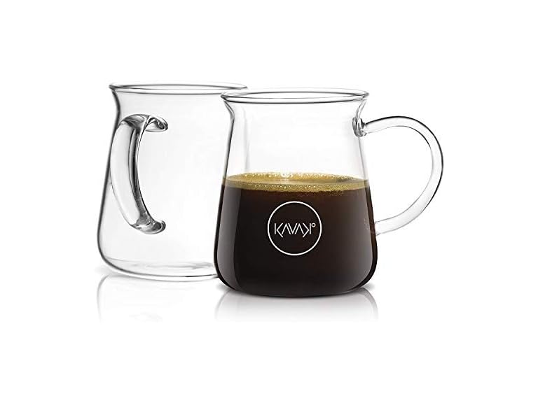 Kavako Glass Coffee Mugs 16oz Set of 2