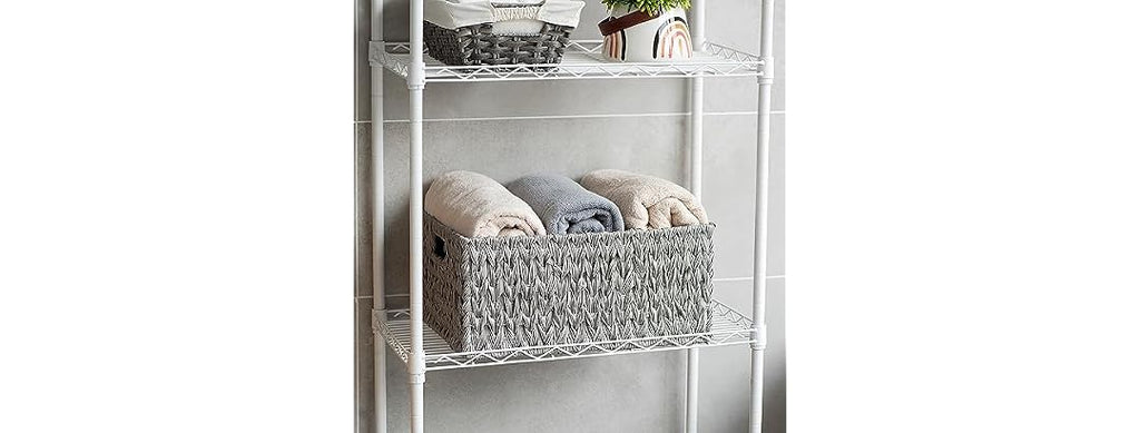 CROS Large Waterproof Woven Plastic Storage Basket Grey
