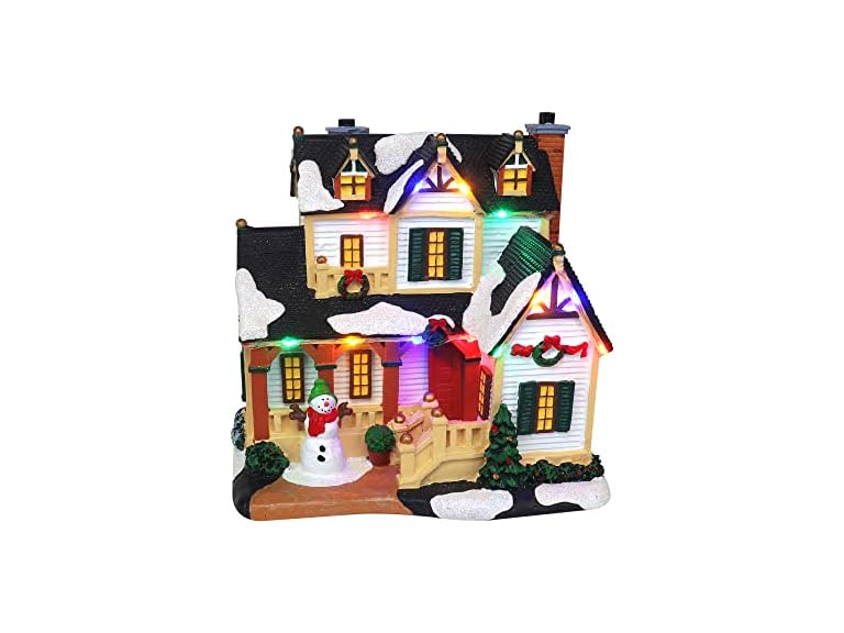 Christmas Village House with Snowman