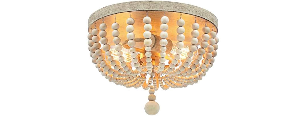 VerRon Farmhouse Wood Beaded Chandelier