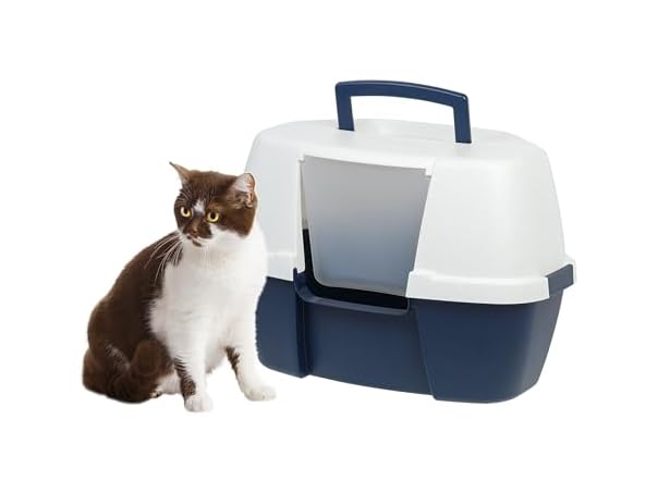 IRIS USA Large Corner Cat Litter Box with Lid
