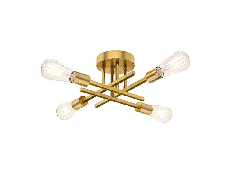 TOBUSA Gold Semi Flush Mount Ceiling Light Fixture