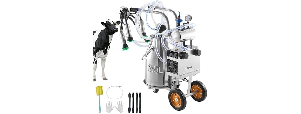 Electric Cow Milking Machine, 6.6 Gal / 25 L 304