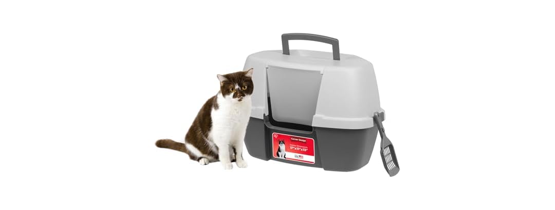 IRIS USA Cat Litter Box - Enclosed Corner Litter Box