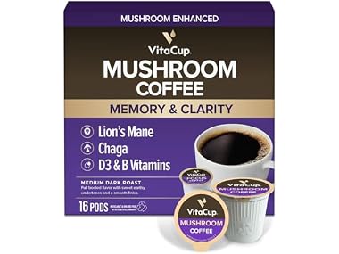 16CT VitaCup Mushroom Coffee Pods, Boost Focus