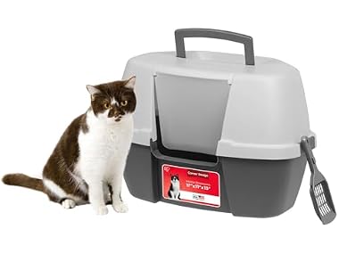 IRIS USA Cat Litter Box - Enclosed Corner Litter Box
