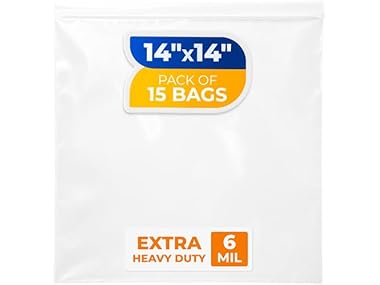 Paclord 14" x 14" Zip Seal Lock Bags, 6 Mil (Pack of 15)