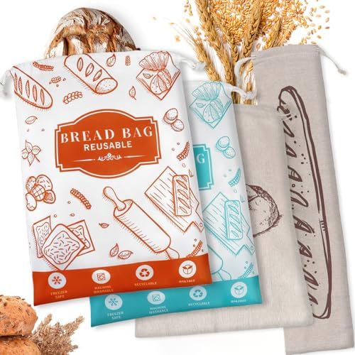 4-Pack Bread Bags for Homemade Bread