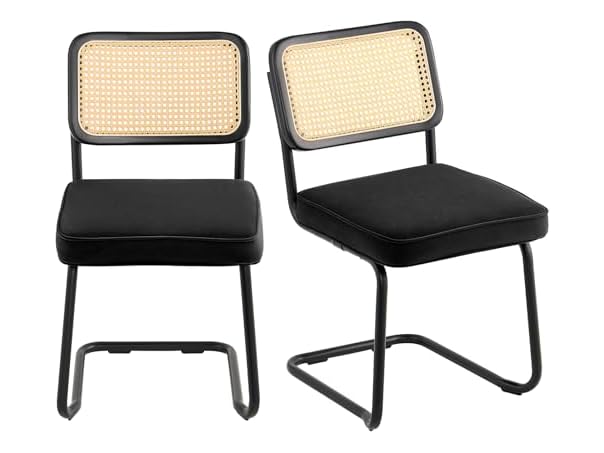 Rattan Dining Chairs Set of 2, Mid Century