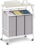 3-Section Laundry Sorter Cart with Ironing