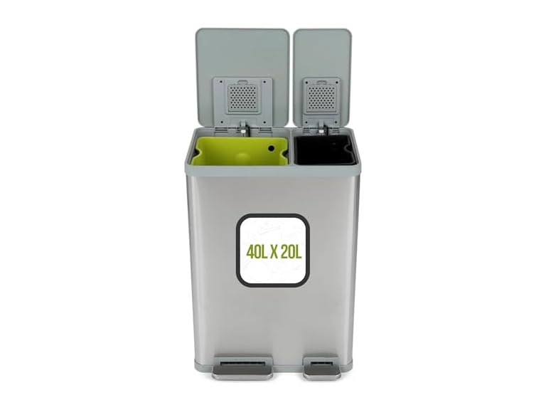 16 Gal Rectangular Dual Compartment Trash Can