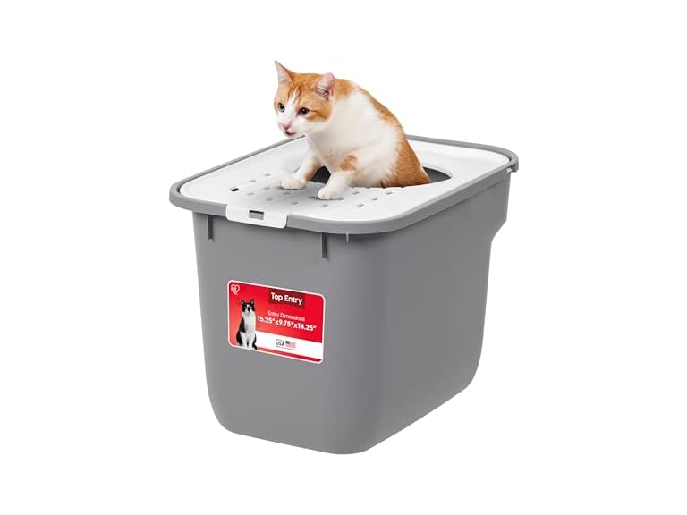 IRIS USA Large Top Entry Cat Litter Box with