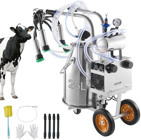 Electric Cow Milking Machine, 6.6 Gal / 25 L 304
