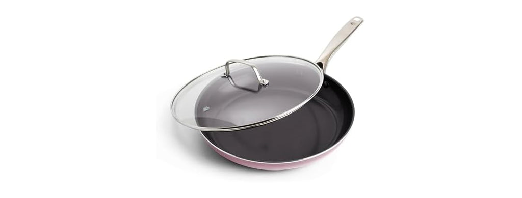 Blue Diamond 12" Nonstick Frying Pan with Lid, Pink