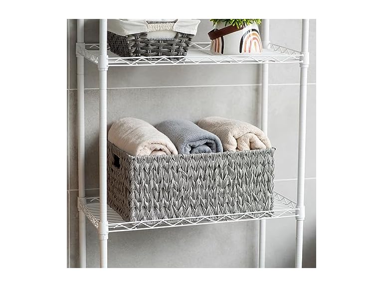 CROS Large Waterproof Woven Plastic Storage Basket Grey