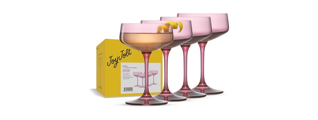 JoyJolt Sidney Cocktail Coupe Glasses Set of 4