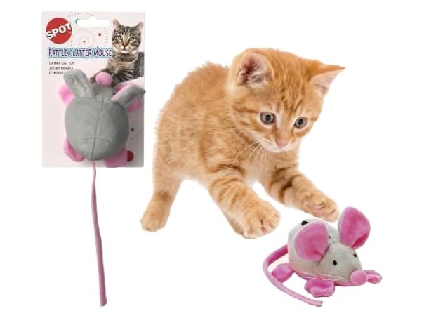SPOT Rattle Clatter Mouse Catnip Cat Toy, Plu