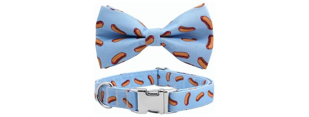 Free Sunday Dog Collar with Bow, Hotdog Dog Bowtie