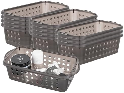 Cetomo Plastic Storage Baskets with Handle, 12 Pack 