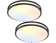 TOBUSA 50W 5600lm Bright LED Ceiling Lights Matte Black, 2 Pack