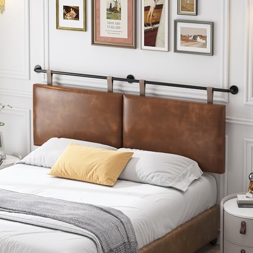 HouseMila Brown Leather King Headboard