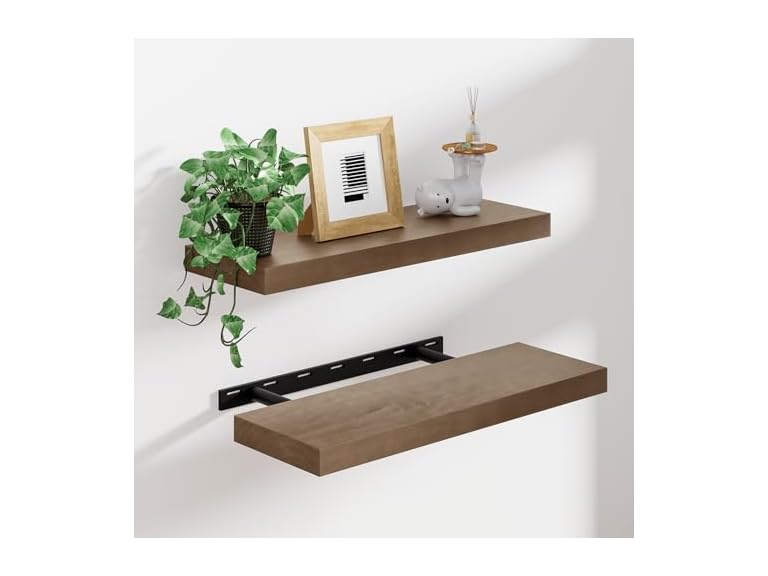 Heimlove Walnut Floating Shelves Set of 2