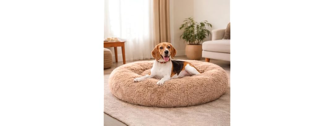 Dog & Cat Bed for Indoor Cats Calming Donut Bed
