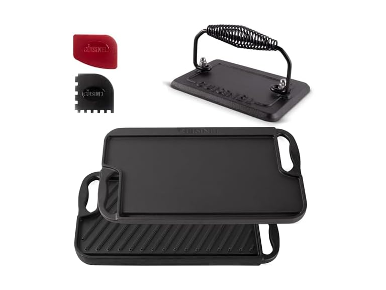 Cuisinel Cast Iron Griddle w/ Burger Press