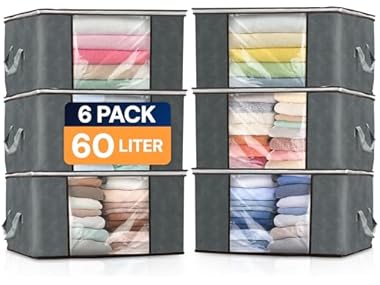 6 Pack 60L Clothes Storage Bags