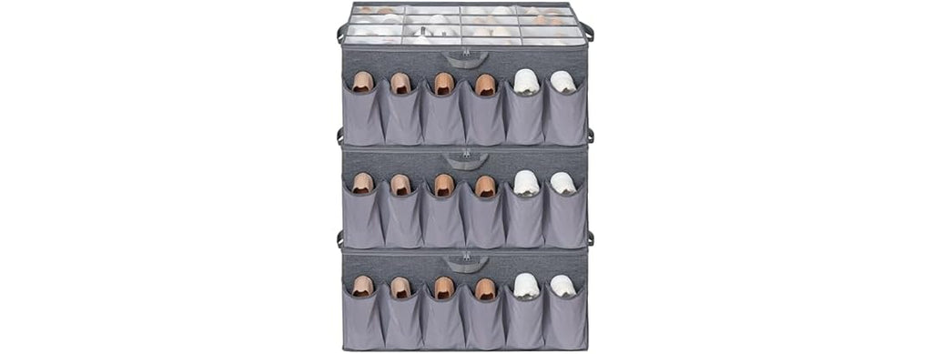 STORAGEIDEAS Extra Large Fabric Shoe Organizer Grey, 3 Pack