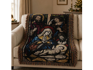 Stained Glass Nativity Tapestry Blanket